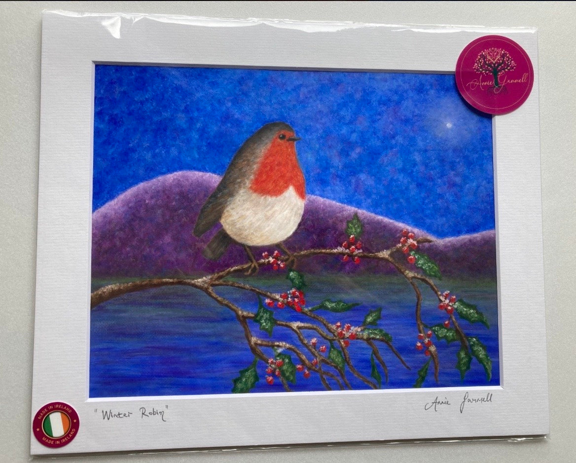 "Winter Robin" 12" x 10" - Annie Gammell Art