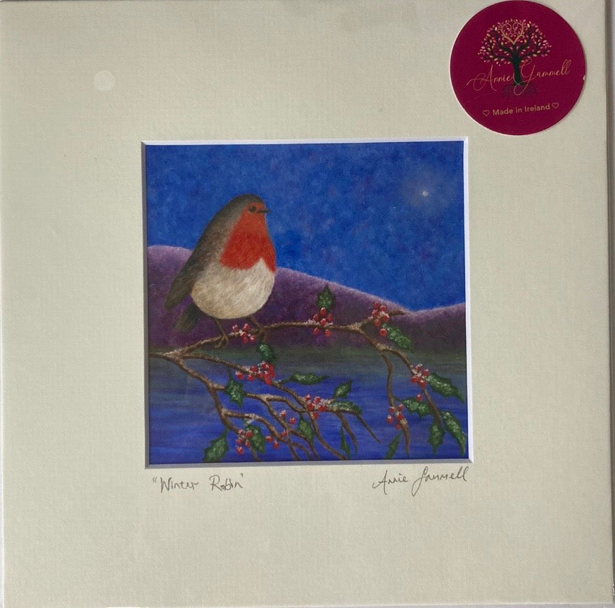 "Winter Robin" 9” x 9” - Annie Gammell Art