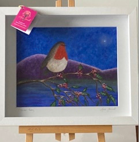 "Winter Robin" Framed 12" x 10" - Annie Gammell Art