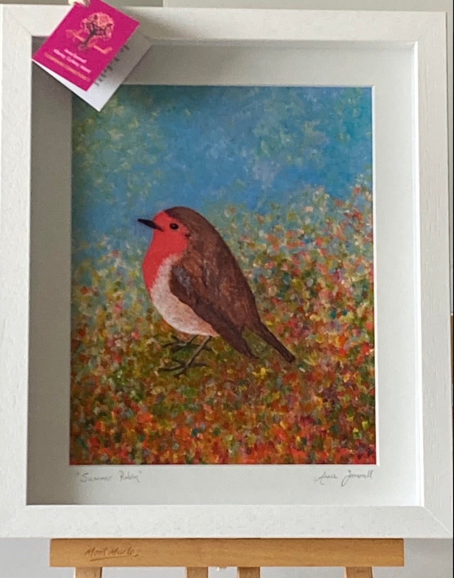 "Summer Robin" Framed 12" x 10" - Annie Gammell Art