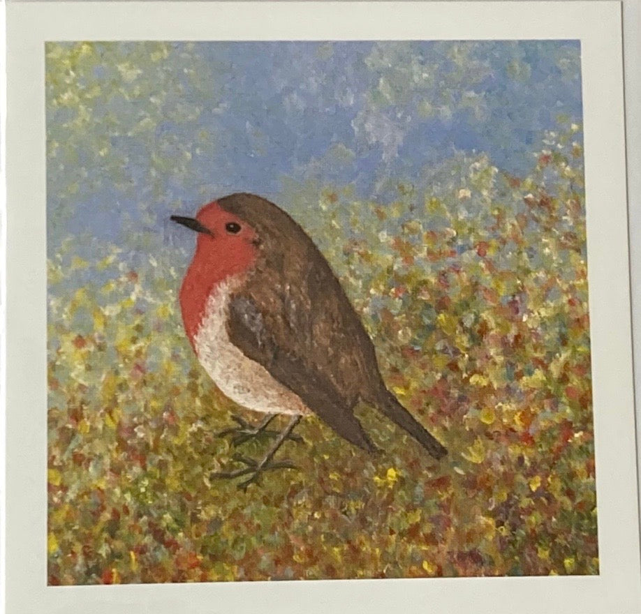 "Summer Robin" Square Greeting Card - Annie Gammell Art