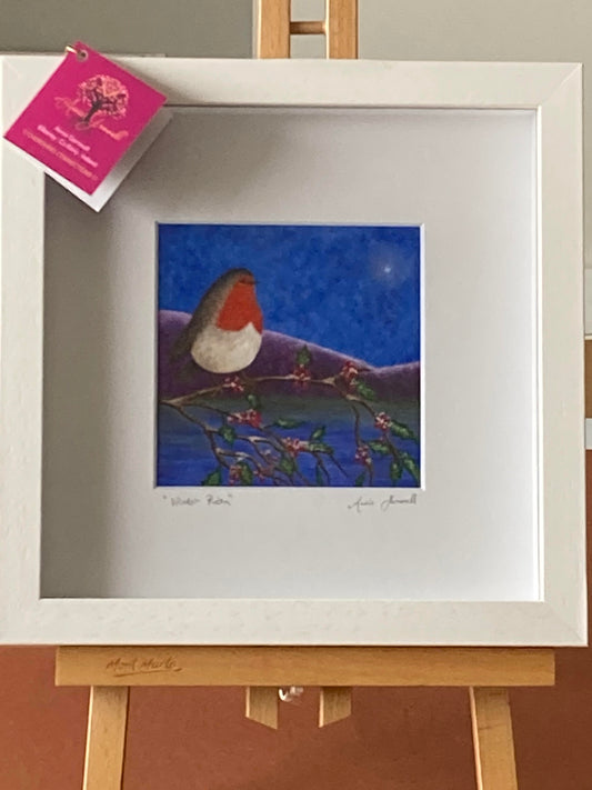 "Winter Robin" 10" x 10" Framed Print